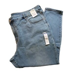 Terra & Sky Jeans Womens 26W Petite Blue Skinny High Rise Distressed Preppy#362C